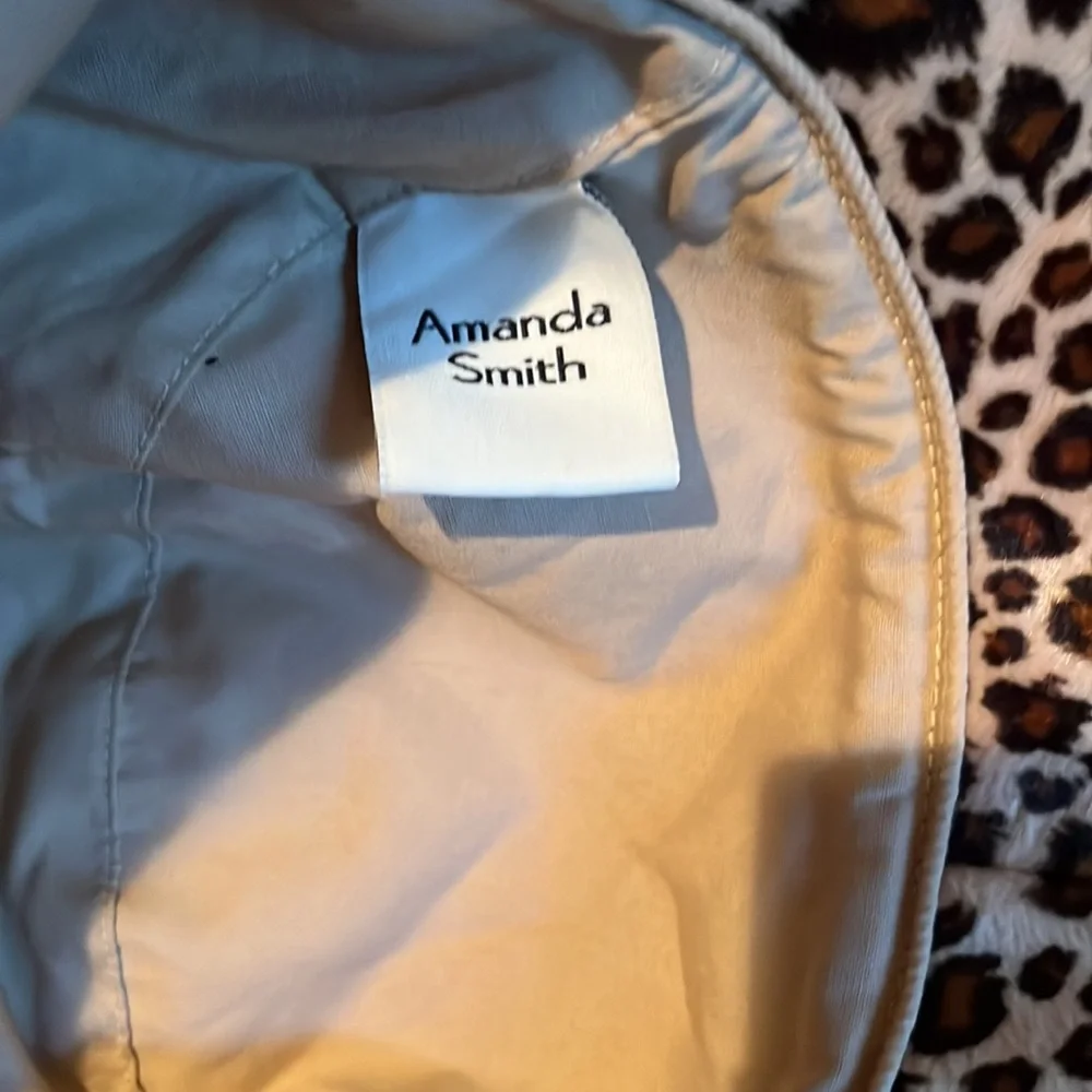 Amanda Smith OS black & brown leopard velour print hat crushable velvet ribbon